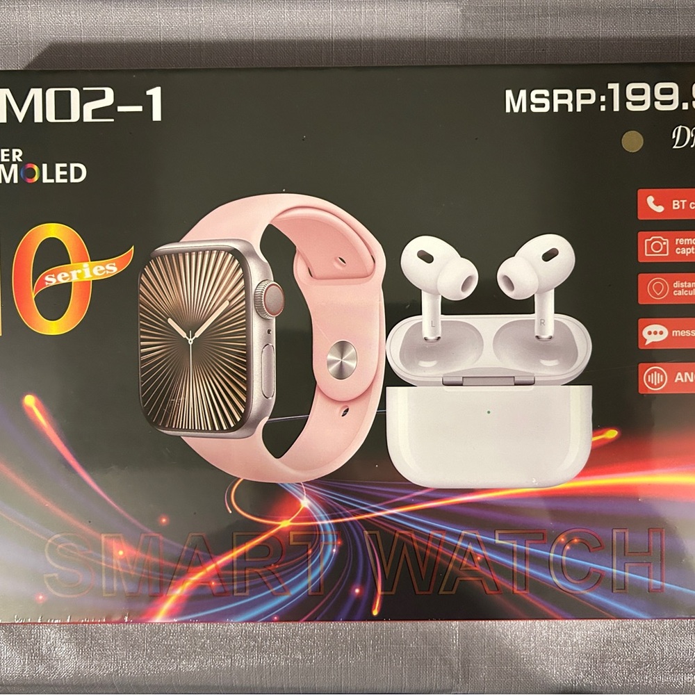 Smartwatch & Earbuds Combo DMES  DM-02 Series 10 -Gold Frame